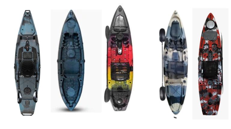 Exemplos de alguns modelos de caiaque de pesca e lazer